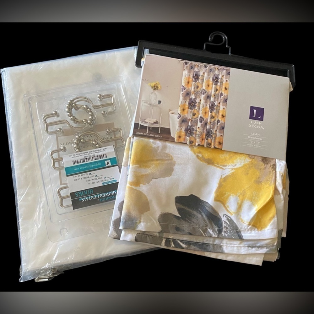 NWT-LUSH DECOR-SHOWER CURTAIN BUNDLE